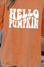 Load image into Gallery viewer, Round Neck Dropped Shoulder HELLO PUMPKIN Graphic Sweatshirt