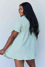 Load image into Gallery viewer, Ninexis Out Of Time Full Size Ruffle Hem Dress with Drawstring Waistband in Light Sage