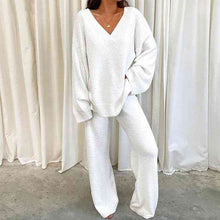 Load image into Gallery viewer, V-Neck Long Sleeve Top and Long Pants Set