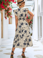 Load image into Gallery viewer, Floral Frill Trim V-Neck Tiered Midi Dress