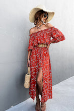 Load image into Gallery viewer, Floral Off-Shoulder Front Split Dress