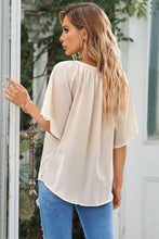 Load image into Gallery viewer, Gathered Detail Notched Neck Flutter Sleeve Top
