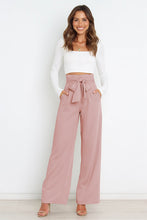 Load image into Gallery viewer, Tie Front Paperbag Wide Leg Pants
