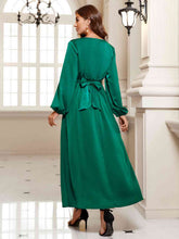 Load image into Gallery viewer, Surplice Long Sleeve Slit Midi Dress