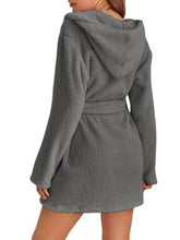 Load image into Gallery viewer, Tie Waist Hooded Robe