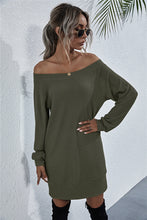 Load image into Gallery viewer, Waffle-Knit Boat Neck Mini Dress