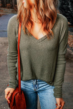 Load image into Gallery viewer, V-Neck Long Sleeve Ribbed Top