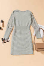 Load image into Gallery viewer, Lace Sleeve V-Neck Knit Dress