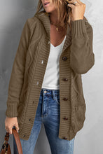 Load image into Gallery viewer, Button Front Hooded Cardigan with Pockets