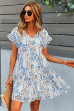 Load image into Gallery viewer, Printed V-Neck Short Sleeve Tiered Dress