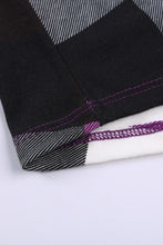 Load image into Gallery viewer, Plaid Split V-Neck Roll-Tab Top