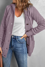 Load image into Gallery viewer, Button Front Hooded Cardigan with Pockets