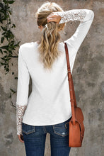 Load image into Gallery viewer, Crochet Lace Hem Sleeve Button Top
