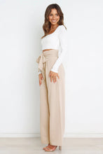 Load image into Gallery viewer, Tie Front Paperbag Wide Leg Pants