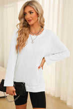 Load image into Gallery viewer, Waffle-Knit Round Neck Long Sleeve Sweatshirt
