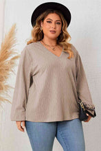 Load image into Gallery viewer, Plus Size Lace Detail V-Neck Long Sleeve Blouse