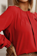 Load image into Gallery viewer, Button Up Round Neck Long Sleeve Shirt