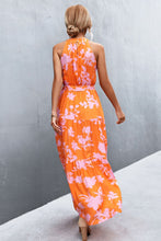 Load image into Gallery viewer, Printed Sleeveless Tie Waist Maxi Dress