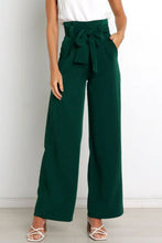 Load image into Gallery viewer, Tie Front Paperbag Wide Leg Pants
