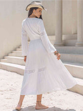 Load image into Gallery viewer, Tie Neck Long Sleeve Midi Tiered Dress