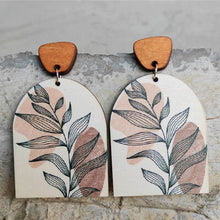 Load image into Gallery viewer, Geometrical Shape Wooden Drop Earrings