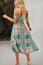 Load image into Gallery viewer, Bohemian Off-Shoulder Frill Trim Split Dress
