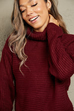 Load image into Gallery viewer, Woven Right Horizontal Ribbing Turtleneck Tunic Sweater