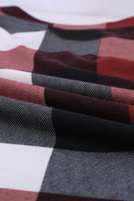 Load image into Gallery viewer, Plaid Split V-Neck Roll-Tab Top