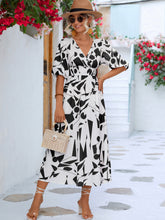 Load image into Gallery viewer, Printed Surplice Balloon Sleeve Dress