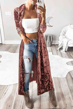 Load image into Gallery viewer, Open Front Long Sleeve Longline Velvet Cardigan