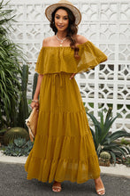 Load image into Gallery viewer, Swiss Dot Off-Shoulder Tiered Maxi Dress