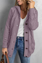 Load image into Gallery viewer, Button Front Hooded Cardigan with Pockets