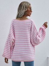 Load image into Gallery viewer, Striped Drop Shoulder V-Neck Pullover Sweater