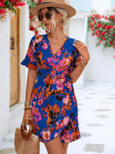 Load image into Gallery viewer, Printed Flounce Sleeve Tied Dress