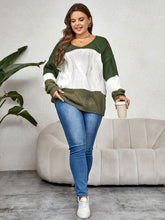 Load image into Gallery viewer, Plus Size Color Block Long Sleeve Sweater