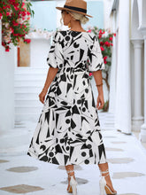 Load image into Gallery viewer, Printed Surplice Balloon Sleeve Dress