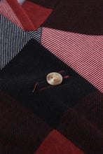 Load image into Gallery viewer, Plaid Split V-Neck Roll-Tab Top