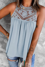 Load image into Gallery viewer, Lace Yoke Grecian Neck Sleeveless Top