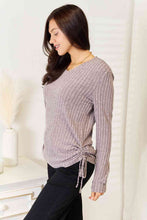 Load image into Gallery viewer, Double Take Drawstring Ribbed Long Sleeve T-Shirt