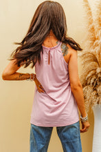 Load image into Gallery viewer, Lace Yoke Grecian Neck Sleeveless Top
