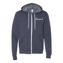 Load image into Gallery viewer, Blessed Zip Up Hoodie (White Lettering)