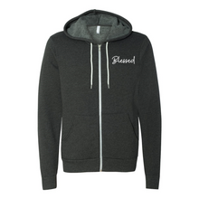 Load image into Gallery viewer, Blessed Zip Up Hoodie (White Lettering)