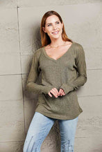Load image into Gallery viewer, V-Neck Long Sleeve Ribbed Top