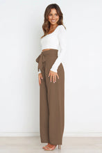Load image into Gallery viewer, Tie Front Paperbag Wide Leg Pants