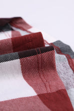 Load image into Gallery viewer, Plaid Split V-Neck Roll-Tab Top