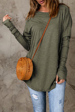 Load image into Gallery viewer, Thumbhole Long Sleeve Round Neck Top