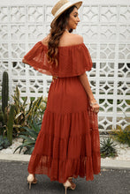 Load image into Gallery viewer, Swiss Dot Off-Shoulder Tiered Maxi Dress