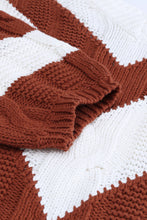 Load image into Gallery viewer, Chevron Cable-Knit V-Neck Tunic Sweater