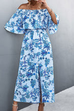 Load image into Gallery viewer, Floral Off-Shoulder Front Split Dress