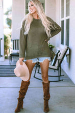 Load image into Gallery viewer, Waffle-Knit Round Neck Long Sleeve Sweatshirt